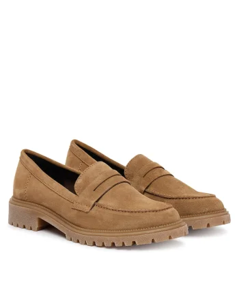 Mocasini dama,  de piele naturala, maro,