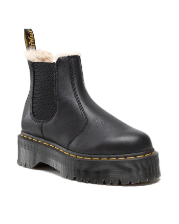 Ghete dama, Dr Martens, piele naturala, negru, material sintetic,