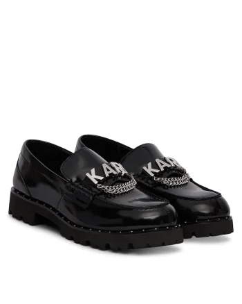 Mocasini dama,  piele lacuita, negru, talpa groasa,
