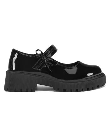 Pantofi dama,  negru, material sintetic, talpa groasa,