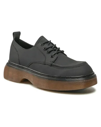 Pantofi dama,  oxfordi, piele ecologica, negru
