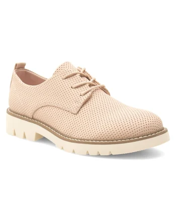 Pantofi dama,  piele ecologica, roz, tocul plat, varf rotund,