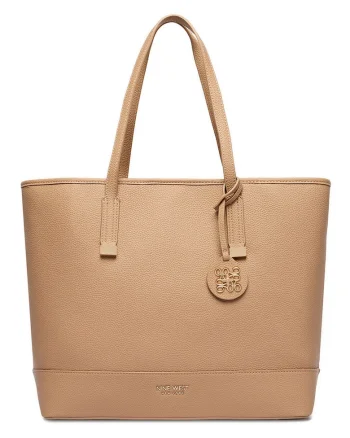 Geanta shopper  bej, One Size INTL, cu saszeta dopinata