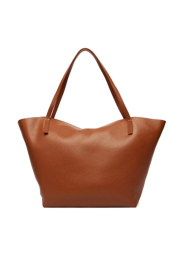 Geanta dama,  piele naturala, maro, dimensiune mare, set cu sac de praf