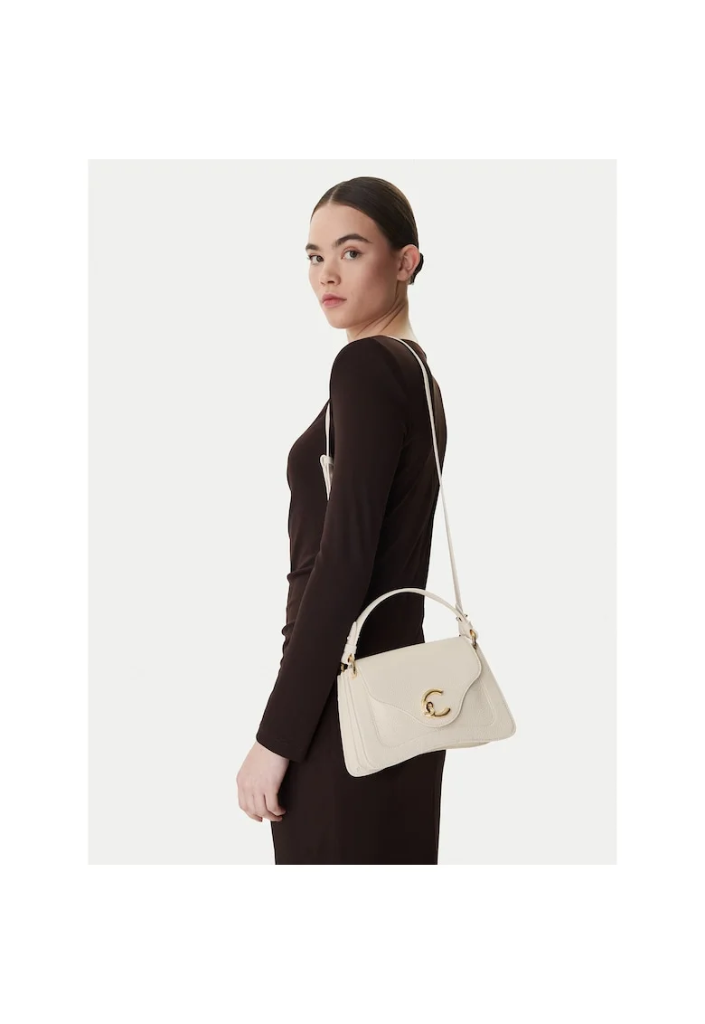 Geanta dama,  piele naturala, bej, One Size INTL, set cu sac de praf