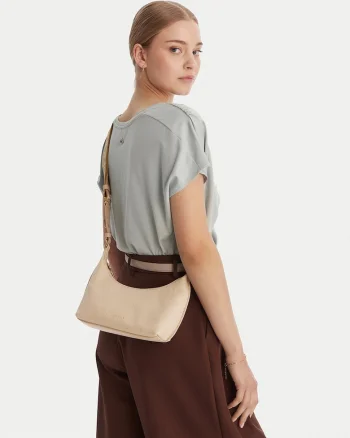 Geanta dama,  piele naturala, bej, One Size INTL