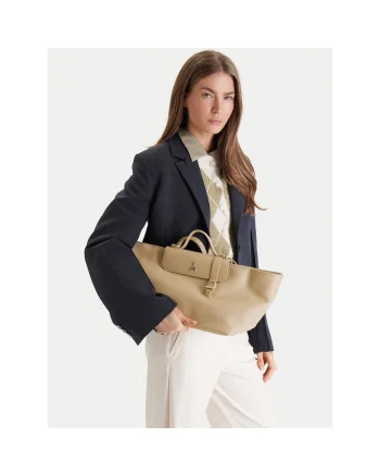 Geanta dama,  piele naturala, bej, One Size INTL