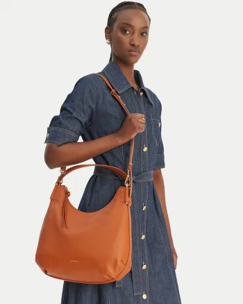 Geanta dama,  piele naturala, maro, One Size INTL, set cu sac de protectie