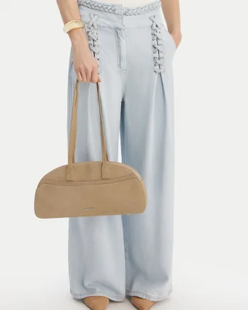 Geanta dama,  piele naturala, bej, One Size INTL