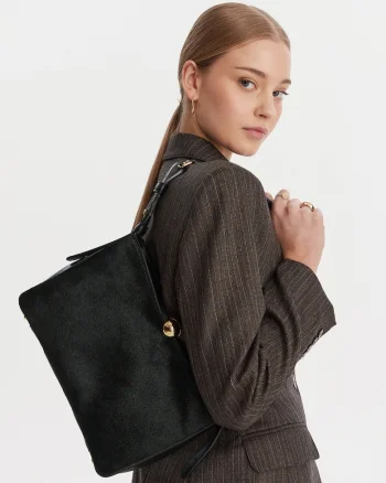 Geanta dama,  piele naturala, neagra, One Size INTL