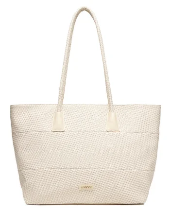 Geanta shopper,  bej, dimensiune A4, cu saszeta detasabila