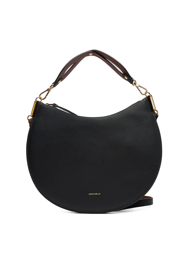 Geanta dama,  piele naturala, negru, One Size INTL, set cu curea detasabila si manere.