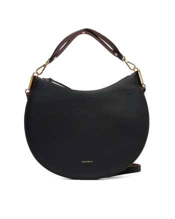 Geanta dama,  piele naturala, negru, One Size INTL, set cu curea detasabila si manere.