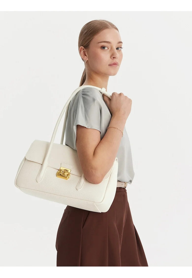 Geanta dama,  piele naturala, bej, One Size INTL