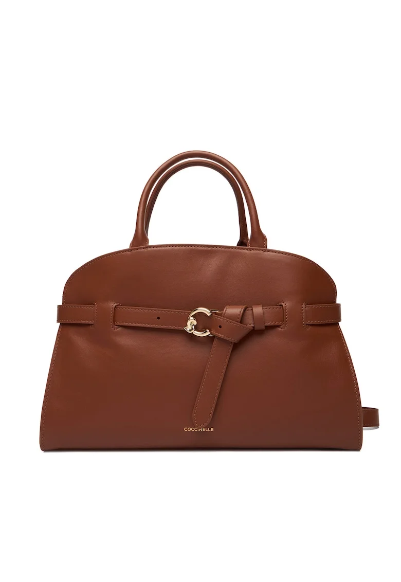 Geanta dama,  piele naturala, set cu sac de protectie, Maro