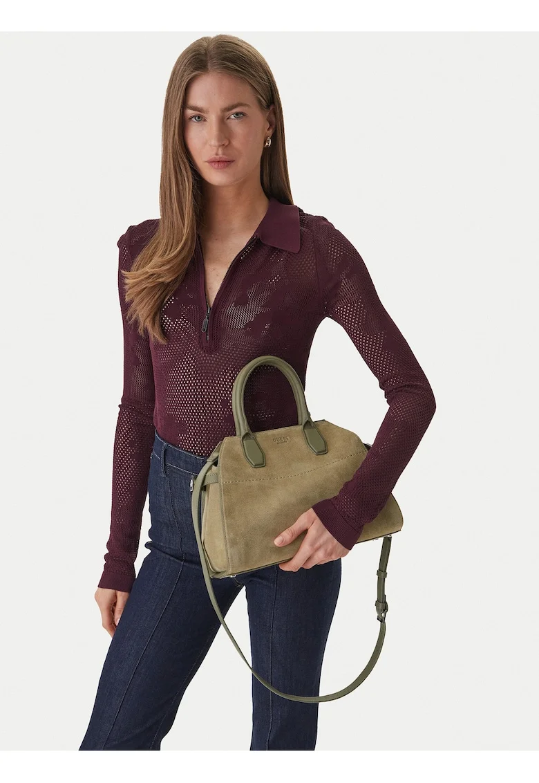 Geanta dama,  piele naturala, verde, One Size INTL