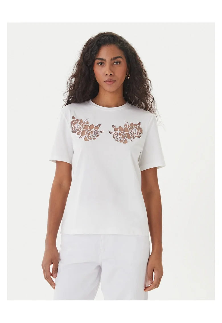 Tricou dama,  Alb, bumbac/elastan