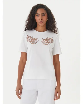 Tricou dama,  Alb, bumbac/elastan
