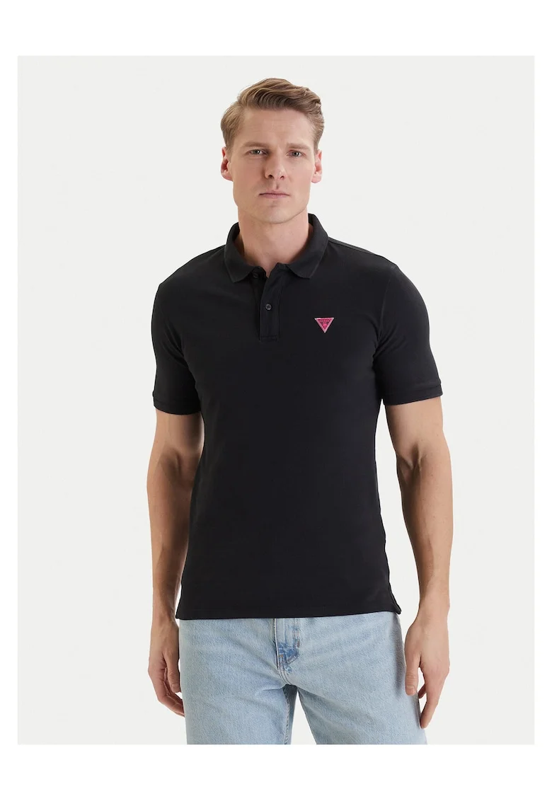 Tricou barbati,  slim fit, negru, bumbac,