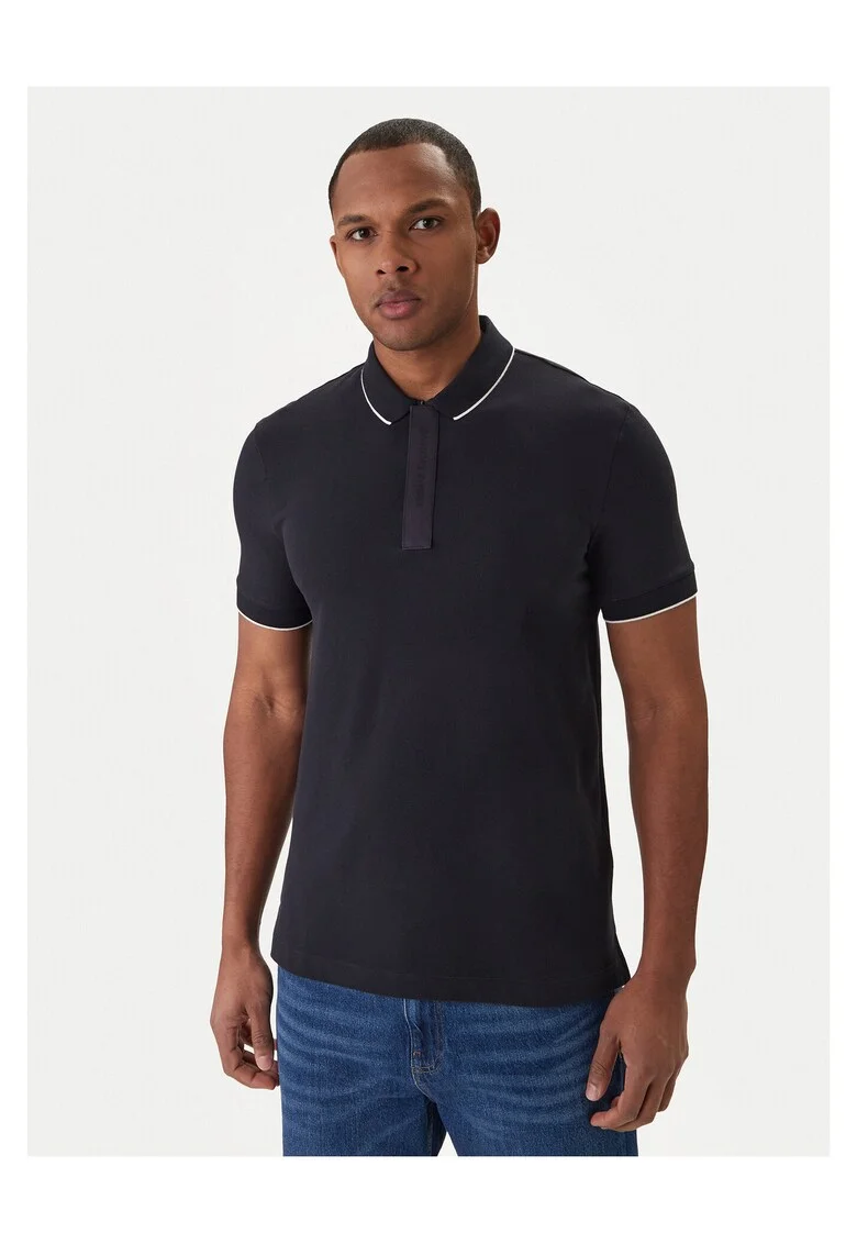 Tricou barbati,  slim fit, bleumarin, bumbac,