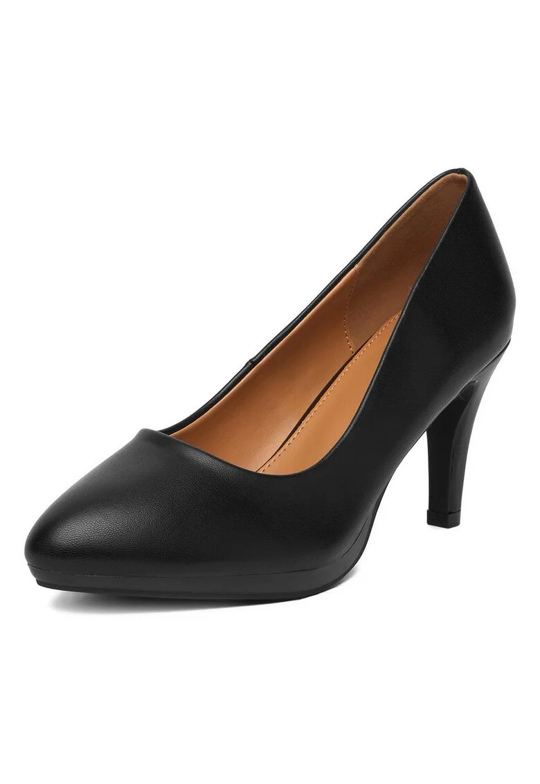 Pantofi dama,  toc stiletto, piele ecologica, negru