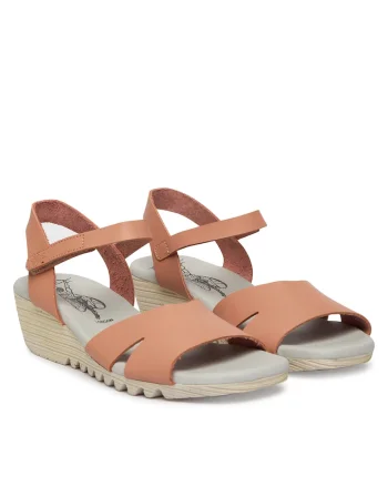 Sandale dama  piele naturala, roz, sistem inchidere Velcro