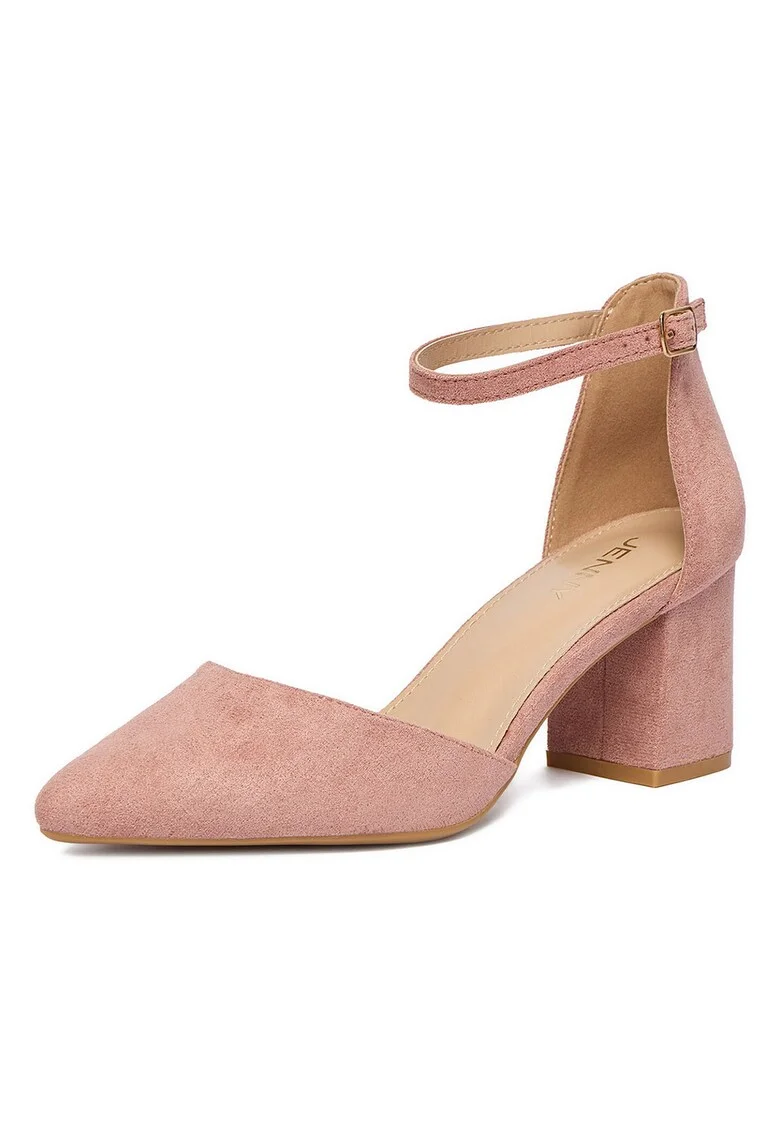 Pantofi dama,  textil, roz, toc clasic