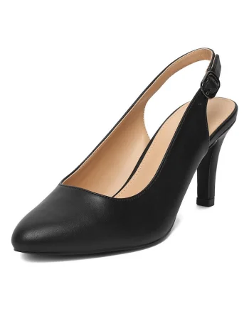 Pantofi pentru dama,  stiletto, negru, sintetic