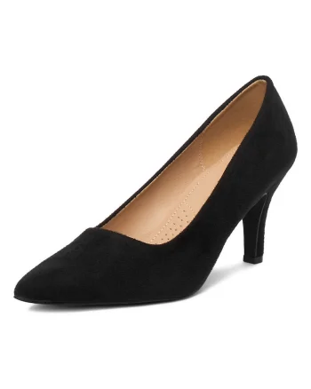 Pantofi cu toc dama,  stiletto, negru, textil