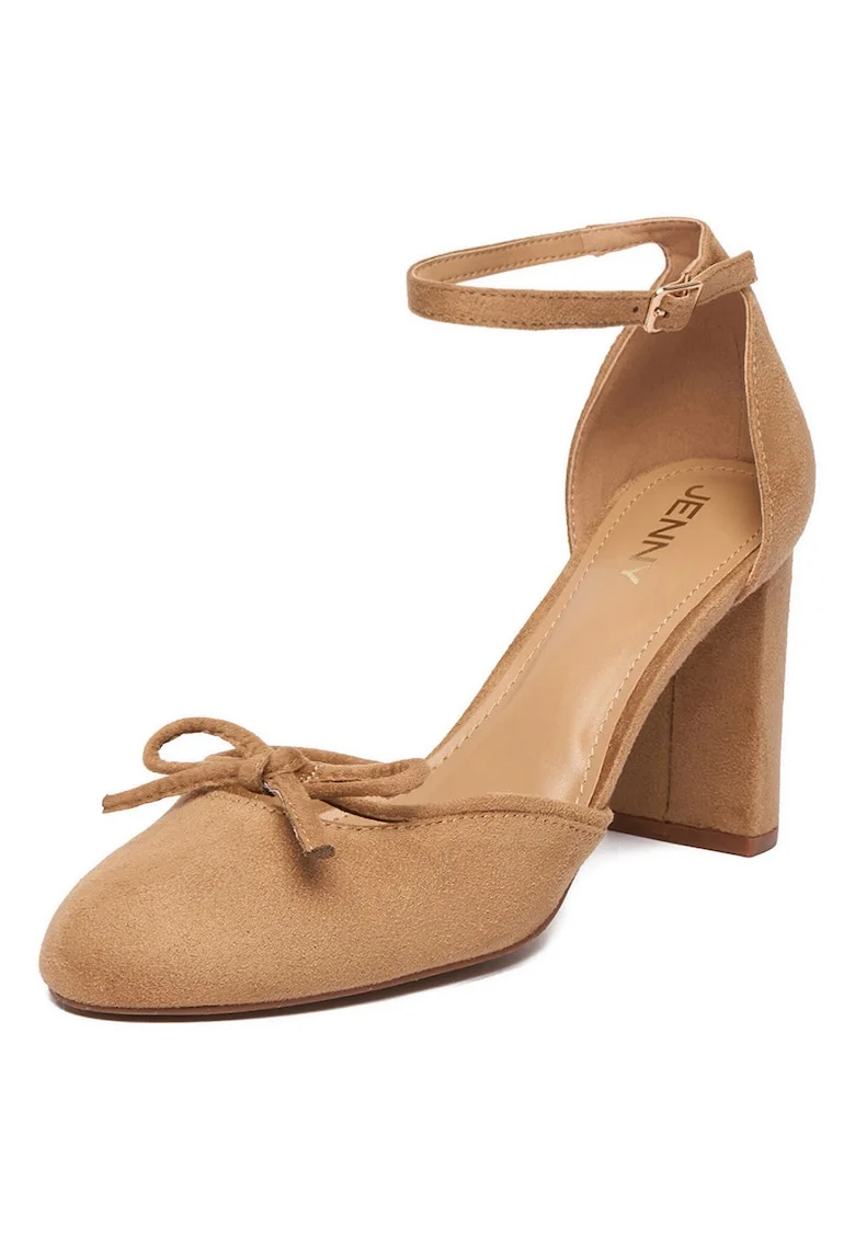 Pantofi dama,  textil, toc clasic, bej