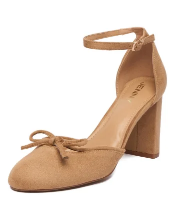Pantofi dama,  textil, toc clasic, bej