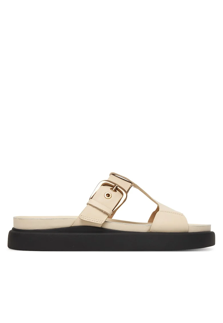 Papuci dama,  piele naturala, bej