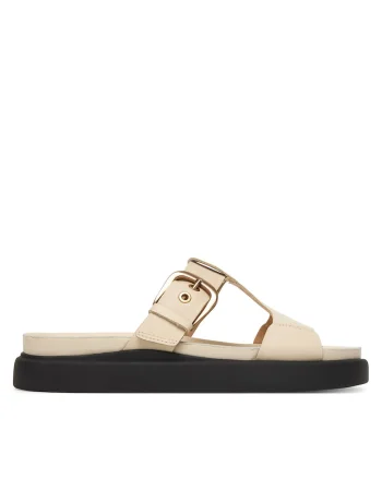 Papuci dama,  piele naturala, bej