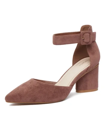 Pantofi dama,  textil, toc clasic, rosu