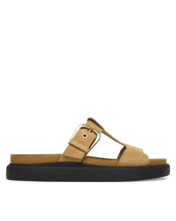 Papuci dama,  piele naturala, maro