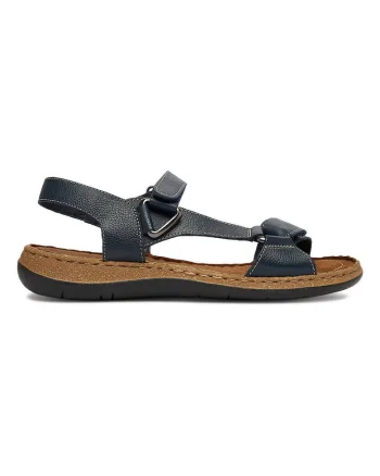 Sandale dama,  piele naturala, albastru, sistem inchidere Velcro