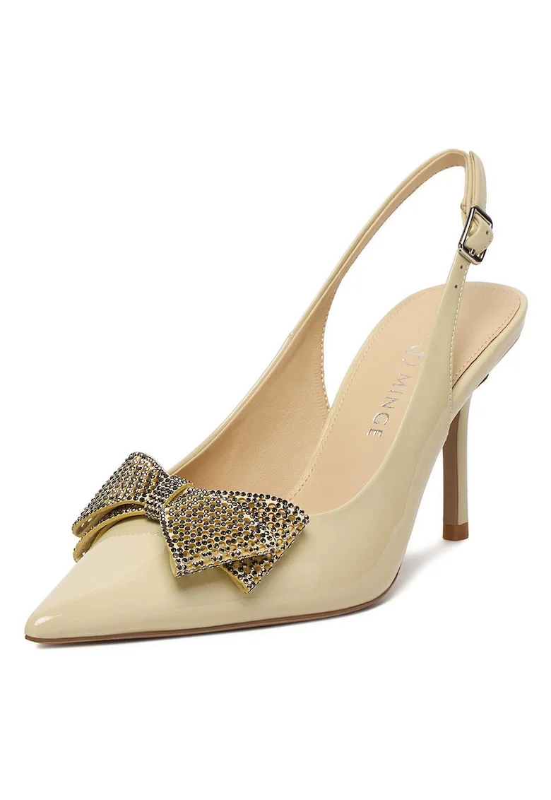 Pantofi eleganti pentru dama,  piele naturala, stiletto, bej