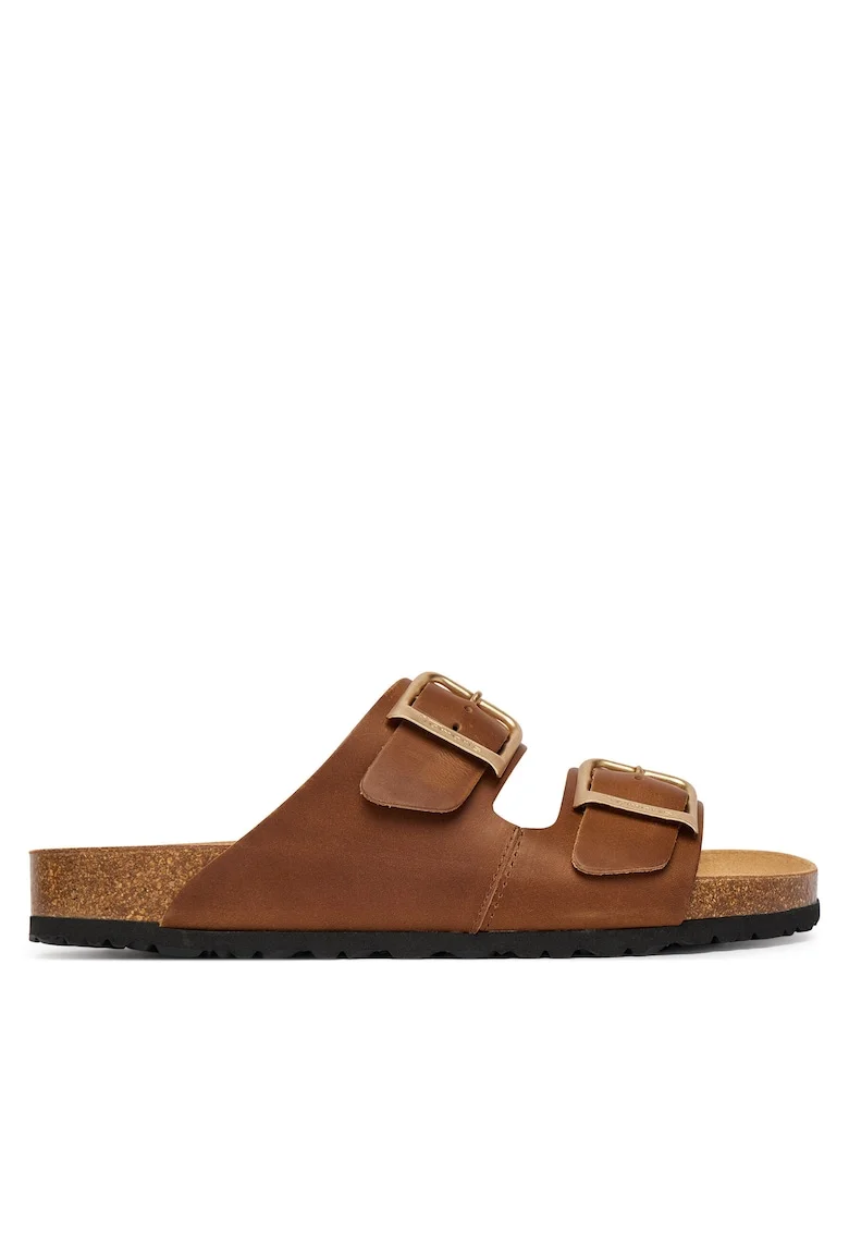 Papuci dama,  piele naturala, maro