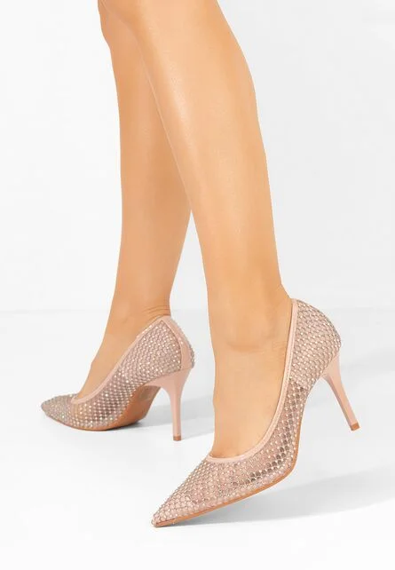 Pantofi cu toc subtire Enedina bej