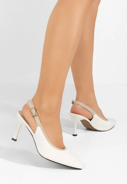 Pantofi slingback Lessy albi