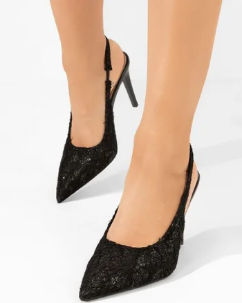 Pantofi cu toc subtire Arlette negri