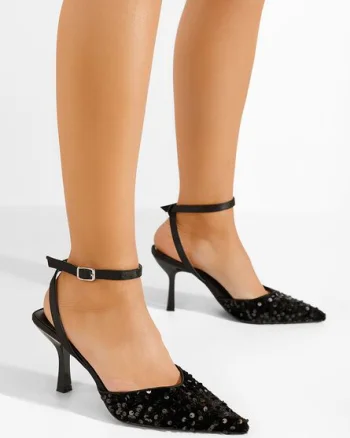 Pantofi stiletto slingback Alaia negri