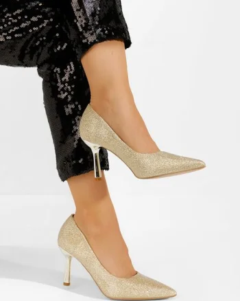 Pantofi stiletto Bernetta aurii