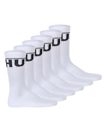 Set de sosete lungi cu logo - 6 perechi, Alb
