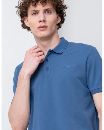 Tricou polo din bumbac pique Donos, Albastru prafuit/Albastru lavanda