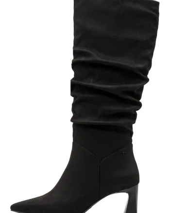 Cizme mid-calf de piele intoarsa sintetica, Negru