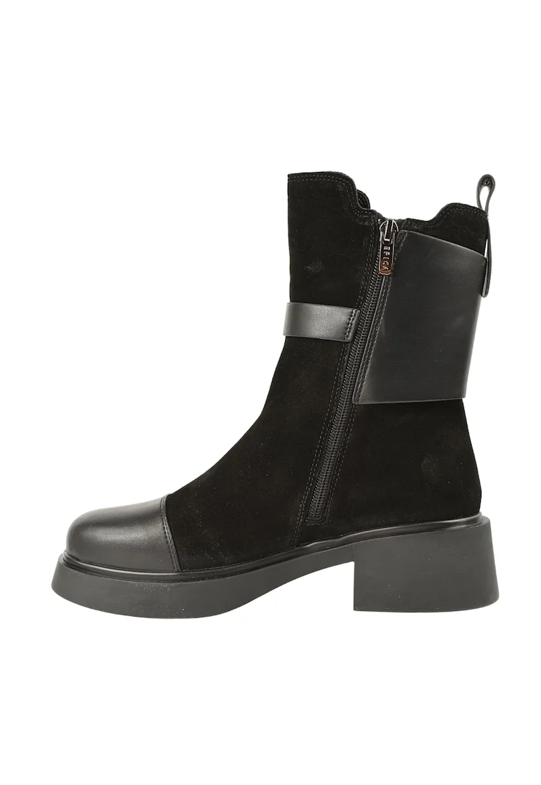 Ghete casual, dama,  XS70025B maro, piele intoarsa, Negru