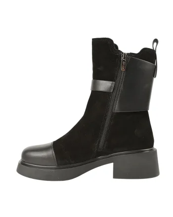 Ghete casual, dama,  XS70025B maro, piele intoarsa, Negru