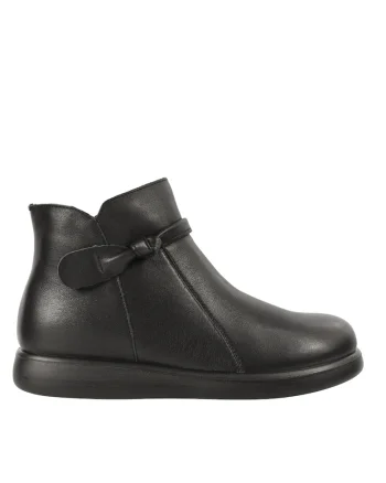 Ghete casual, dama,  J970003A negru, piele naturala, Negru