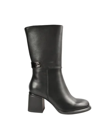 Cizme elegante, dama,  DL70004 negru, piele naturala, toc, Negru